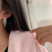 Load image into Gallery viewer, LUOWEND 18K White Gold Real Natural Diamond Drop Earrings for Women