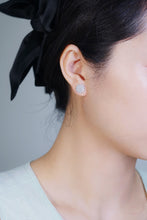 Load image into Gallery viewer, LUOWEND 18K White Gold Natural Diamond Stud Earrings for Women