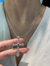 Load image into Gallery viewer, LUOWEND 18K White and Yellow Gold Real Natural Emerald Necklace for Women