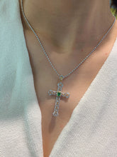 Load image into Gallery viewer, LUOWEND 18K White and Yellow Gold Real Natural Emerald Necklace for Women