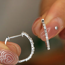 Load image into Gallery viewer, LUOWEND 18K White Gold Real Natural Diamond Hoop Earrings for Women