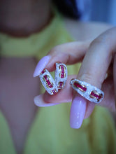 Load image into Gallery viewer, LUOWEND 18K White+Yellow Gold Natural Ruby Ring for Women