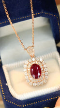 Load image into Gallery viewer, LUOWEND 18K Rose Gold Real Natural Ruby Necklace for Women