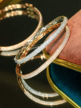 Load image into Gallery viewer, LUOWEND 18K White or Rose Gold Natural Diamond Bangle for Women