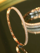 Load image into Gallery viewer, LUOWEND 18K White or Rose Gold Natural Diamond Bangle for Women