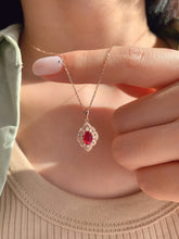 Load image into Gallery viewer, LUOWEND 18K Rose Gold Natural Ruby Necklace for Women