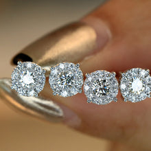 Load image into Gallery viewer, LUOWEND 18K White Gold Real Natural Diamond Stud Earrings for Women