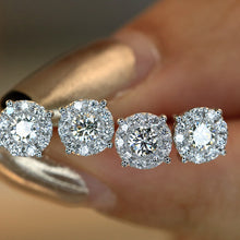 Load image into Gallery viewer, LUOWEND 18K White Gold Real Natural Diamond Stud Earrings for Women