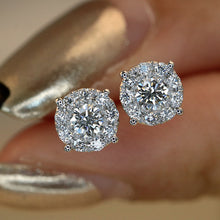 Load image into Gallery viewer, LUOWEND 18K White Gold Real Natural Diamond Stud Earrings for Women