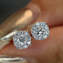 Load image into Gallery viewer, LUOWEND 18K White Gold Real Natural Diamond Stud Earrings for Women