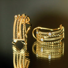 Load image into Gallery viewer, LUOWEND 18K Yellow Gold Real Natural Diamond Hoop Earrings for Women