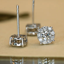 Load image into Gallery viewer, LUOWEND 18K White Gold Real Natural Diamond Stud Earrings for Women
