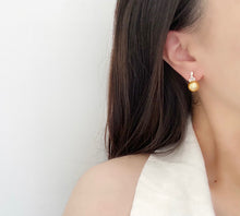 Load image into Gallery viewer, LUOWEND 18K Yellow Gold Real Natural Diamond and Gold Pearl Earrings for Women