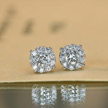 Load image into Gallery viewer, LUOWEND 18K White Gold Real Natural Diamond Stud Earrings for Women