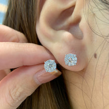 Load image into Gallery viewer, LUOWEND 18K White Gold Real Natural Diamond Stud Earrings for Women
