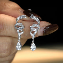 Load image into Gallery viewer, LUOWEND 18K White Gold Real Natural Diamond Drop Earrings for Women