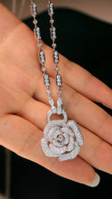 Load image into Gallery viewer, LUOWEND 18K White Gold Real Natural Diamond Necklace for Women
