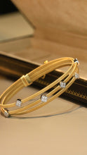 Load image into Gallery viewer, LUOWEND 18K Yellow Gold Real Natural Diamond Bangle for Women