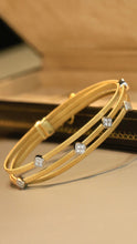 Load image into Gallery viewer, LUOWEND 18K Yellow Gold Real Natural Diamond Bangle for Women
