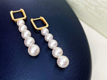 Load image into Gallery viewer, LUOWEND 18K Yellow Gold Natural Akoya Pearl Earrings for Women