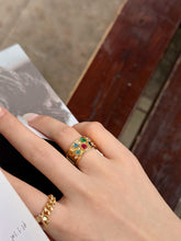 Load image into Gallery viewer, LUOWEND 18K Yellow Gold Natural Gemstone Ring for Women