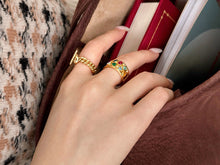 Load image into Gallery viewer, LUOWEND 18K Yellow Gold Natural Gemstone Ring for Women
