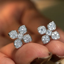 Load image into Gallery viewer, LUOWEND 18K White Gold Real Natural Diamond Stud Earrings for Women