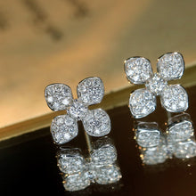 Load image into Gallery viewer, LUOWEND 18K White Gold Real Natural Diamond Stud Earrings for Women