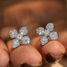 Load image into Gallery viewer, LUOWEND 18K White Gold Real Natural Diamond Stud Earrings for Women