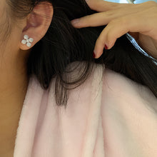 Load image into Gallery viewer, LUOWEND 18K White Gold Real Natural Diamond Stud Earrings for Women