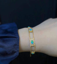 Load image into Gallery viewer, LUOWEND 18K Yellow Gold Natural Opal Bracelet for Women