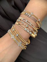 Load image into Gallery viewer, LUOWEND 18K White and Yellow Gold Real Natural Diamond Bangle for Women