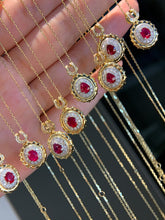 Load image into Gallery viewer, LUOWEND 18K Yellow Gold Real Natural Ruby Necklace for Women