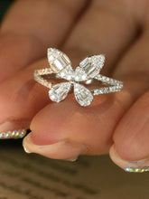 Load image into Gallery viewer, LUOWEND 18K White Gold Natural Diamond Ring for Women