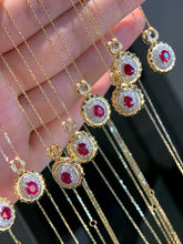 Load image into Gallery viewer, LUOWEND 18K Yellow Gold Real Natural Ruby Necklace for Women
