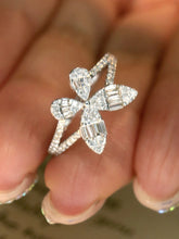 Load image into Gallery viewer, LUOWEND 18K White Gold Natural Diamond Ring for Women