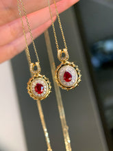 Load image into Gallery viewer, LUOWEND 18K Yellow Gold Real Natural Ruby Necklace for Women
