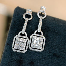 Load image into Gallery viewer, LUOWEND 18K White Gold Real Natural Diamond Drop Earrings for Women
