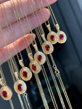 Load image into Gallery viewer, LUOWEND 18K Yellow Gold Real Natural Diamond and Ruby Necklace for Women