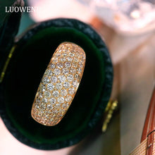Load image into Gallery viewer, LUOWEND 18K Yellow Gold Real Natural Diamond Ring for Women