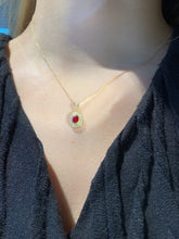 Load image into Gallery viewer, LUOWEND 18K Yellow Gold Real Natural Diamond and Ruby Necklace for Women