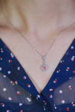 Load image into Gallery viewer, LUOWEND 18K White Gold Real Natural Pink Diamond Pendant Necklace for Women