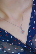 Load image into Gallery viewer, LUOWEND 18K White Gold Real Natural Pink Diamond Pendant Necklace for Women