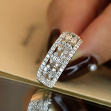 Load image into Gallery viewer, LUOWEND 18K White Gold Real Natural Diamond Ring for Women