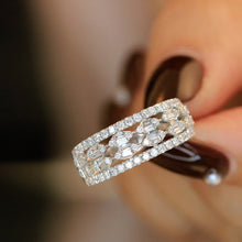 Load image into Gallery viewer, LUOWEND 18K White Gold Real Natural Diamond Ring for Women