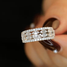 Load image into Gallery viewer, LUOWEND 18K White Gold Real Natural Diamond Ring for Women