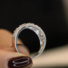 Load image into Gallery viewer, LUOWEND 18K White Gold Real Natural Diamond Ring for Women