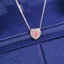 Load image into Gallery viewer, LUOWEND 18K White Gold Real Natural Pink Diamond Pendant Necklace for Women