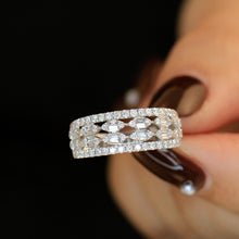 Load image into Gallery viewer, LUOWEND 18K White Gold Real Natural Diamond Ring for Women