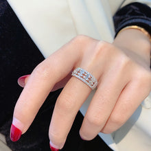 Load image into Gallery viewer, LUOWEND 18K White Gold Real Natural Diamond Ring for Women